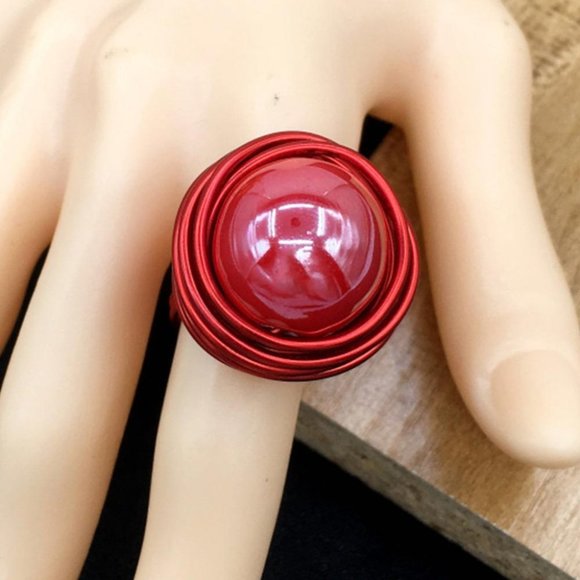 Red Statement Ring - Picture 2 of 4